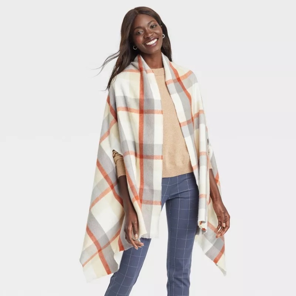 A New Day| Women’s Plaid Wrap Jacket, Poncho| One Size